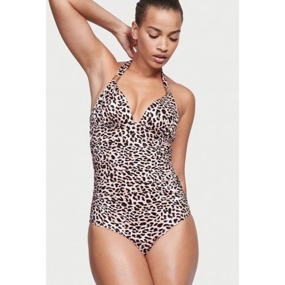 Victorias Secret swimsuit one piece leopard ruched S - Picture 2 of 8